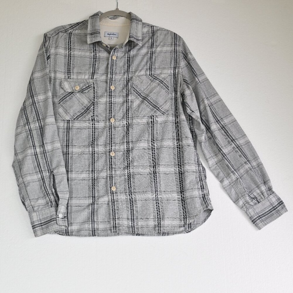 Steven Alan Black , Grey and White Checkered Men's Shirt-Size Large